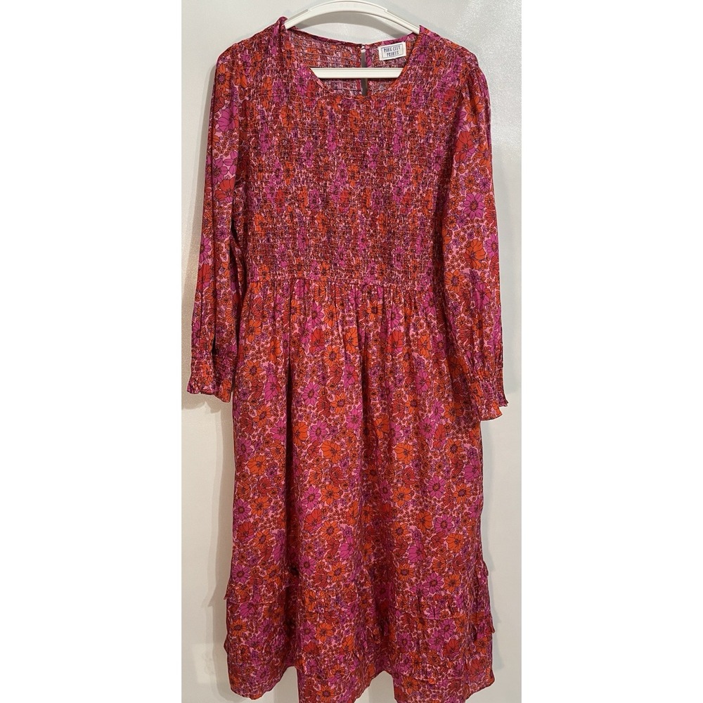 PINK CITY PRINTS XL Classic Isabel in Vintage Poppy Floral Cotton Midi Dress